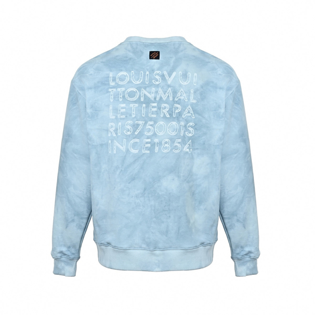 Clouds Wash L.V.M. Embroidered Crewneck Sweatshirt in Sky Blue