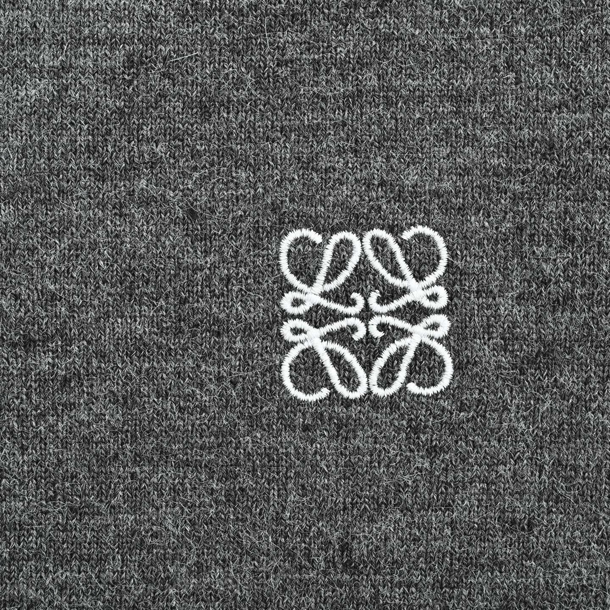 Embroidered Anagram Wool Crewneck Sweater in Heather Grey