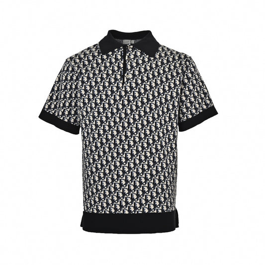 Oblique Jacquard Knit Polo