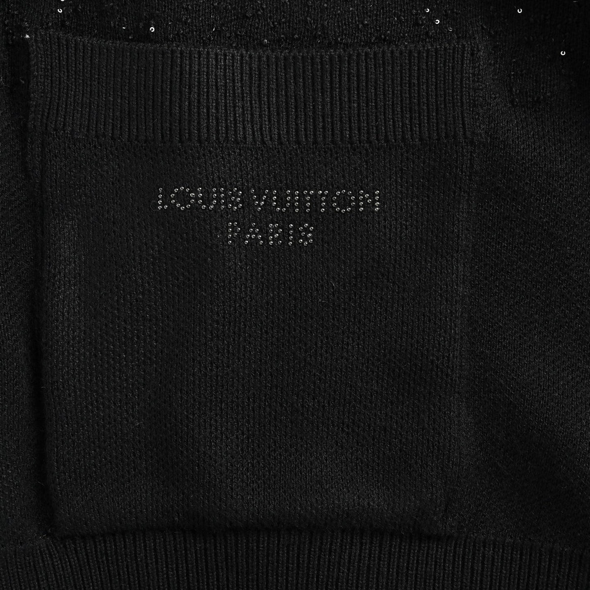Gradient Sequin Embellished Wool Cardigan in Black