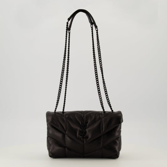 Black Leather Puffer Toy Bag