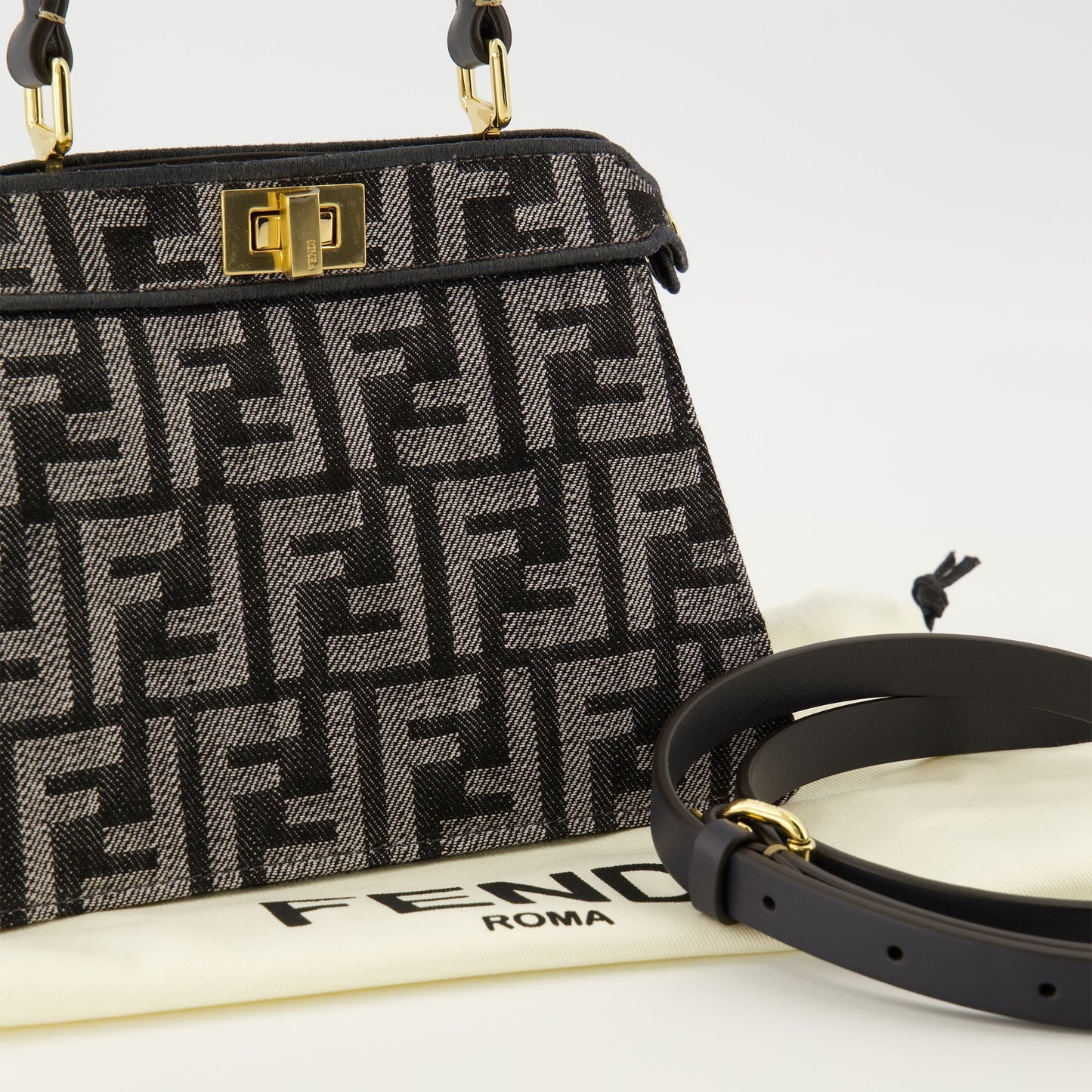 Peekabbo Nano Bag in FF Denim