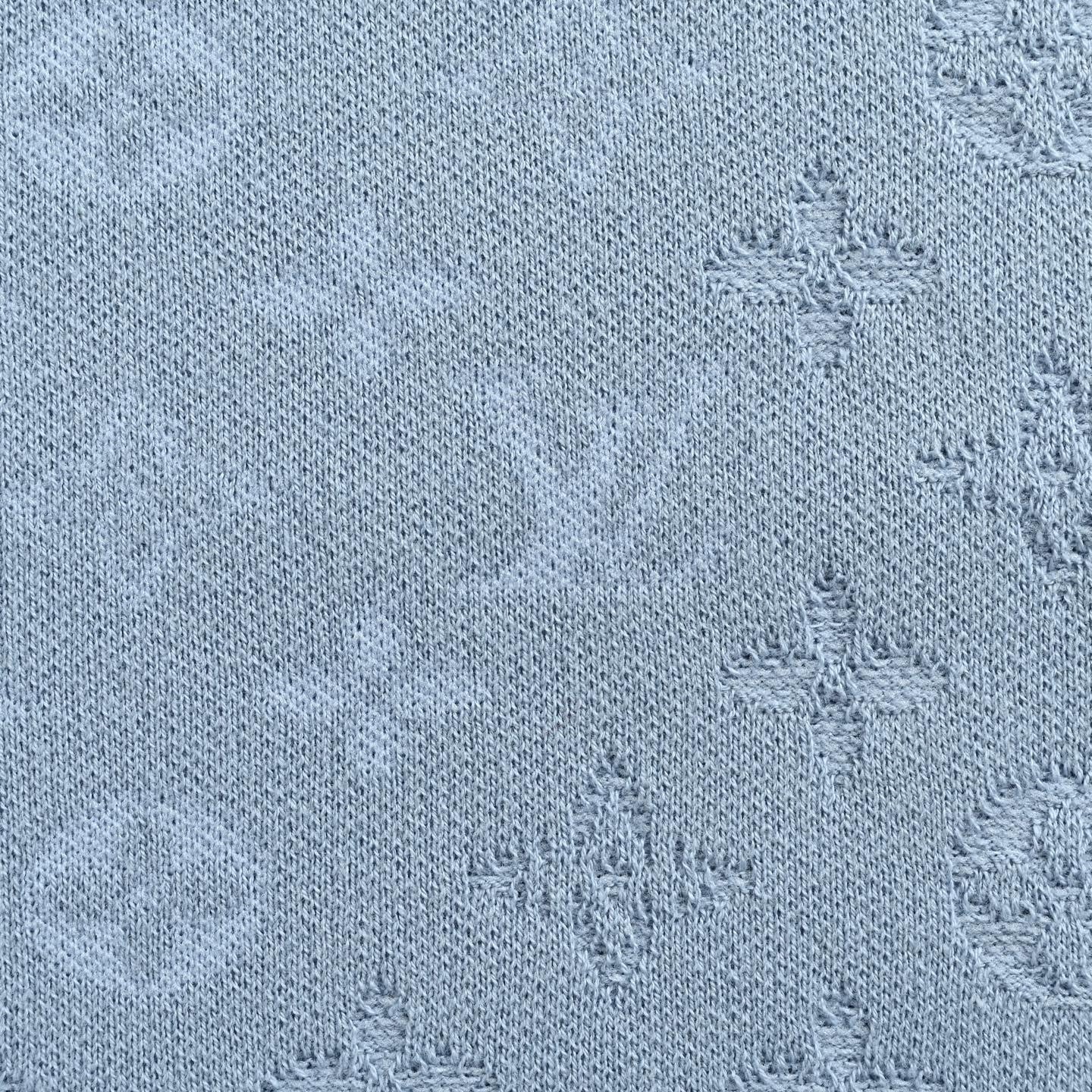 Monogram Jacquard Knit Polo Shirt - Light Blue