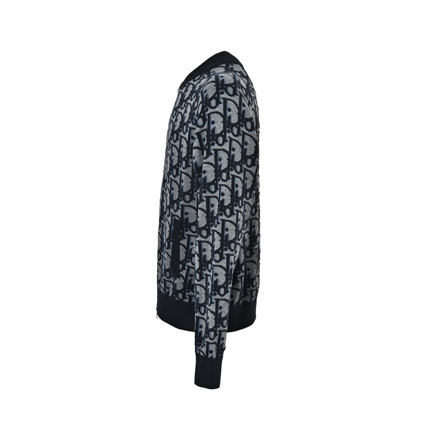 Oblique Jacquard Knit Bomber Jacket