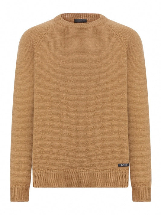Textured Knit Crewneck Sweater | Camel