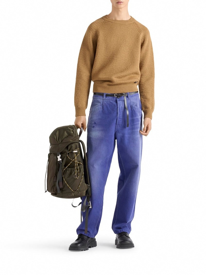 Textured Knit Crewneck Sweater | Camel