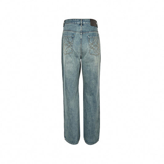 Anagram Embroidered Jeans - Light Vintage Blue