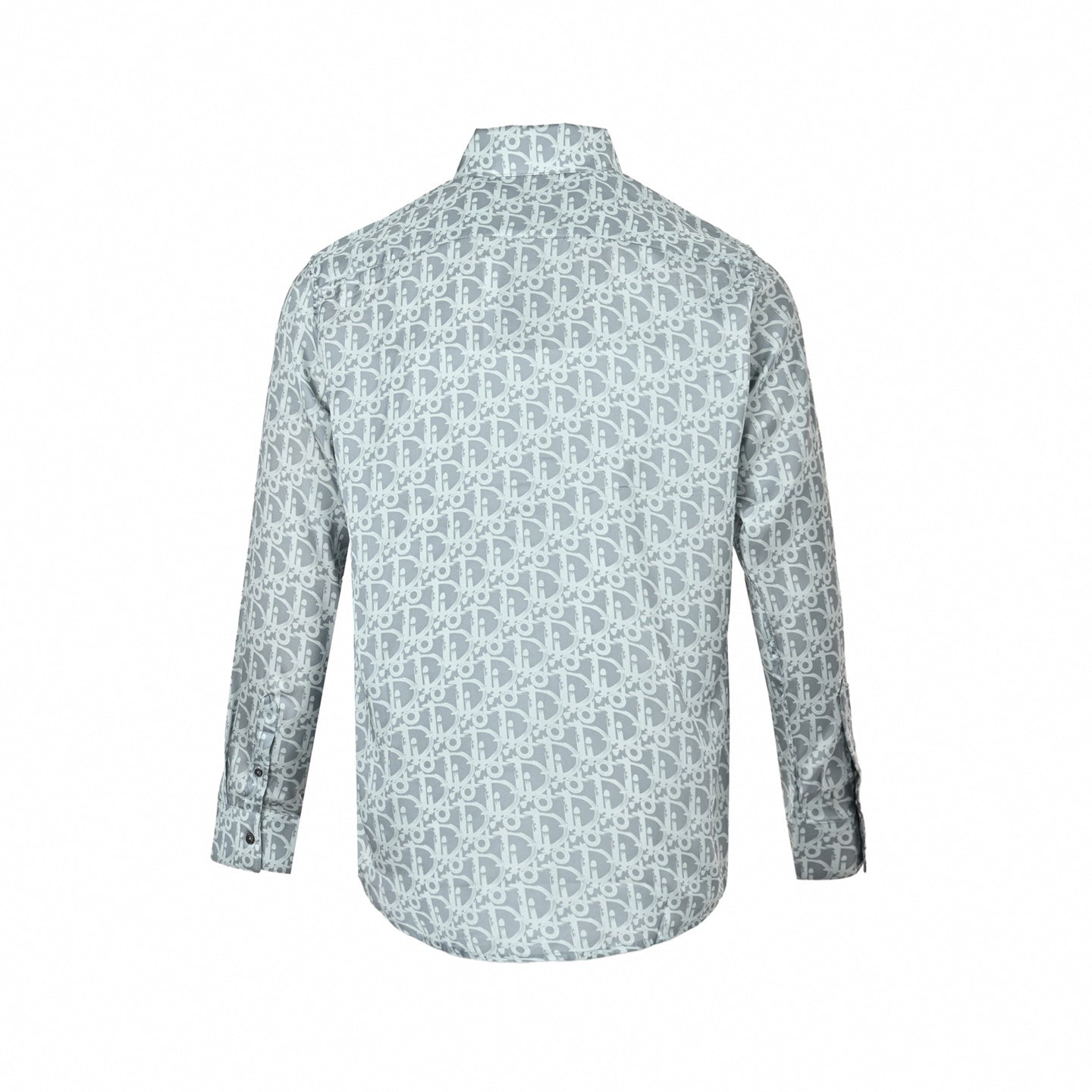 Silver-Grey Oblique Silk Button-Down