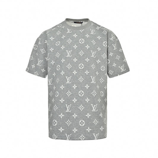Textured Monogram T-Shirt | Grey & White