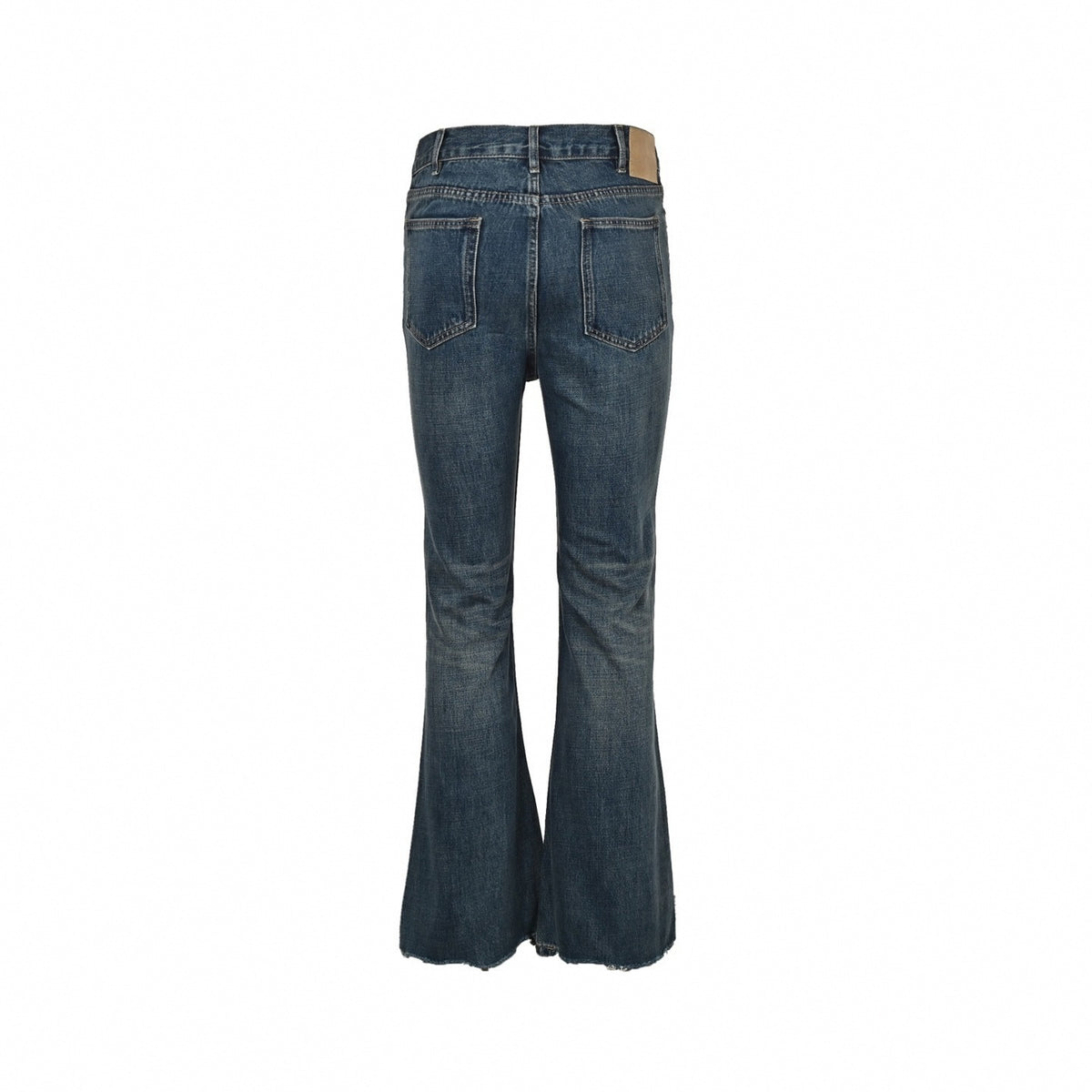 Women Vintage Wash Flared Denim Jeans in Indigo Blue