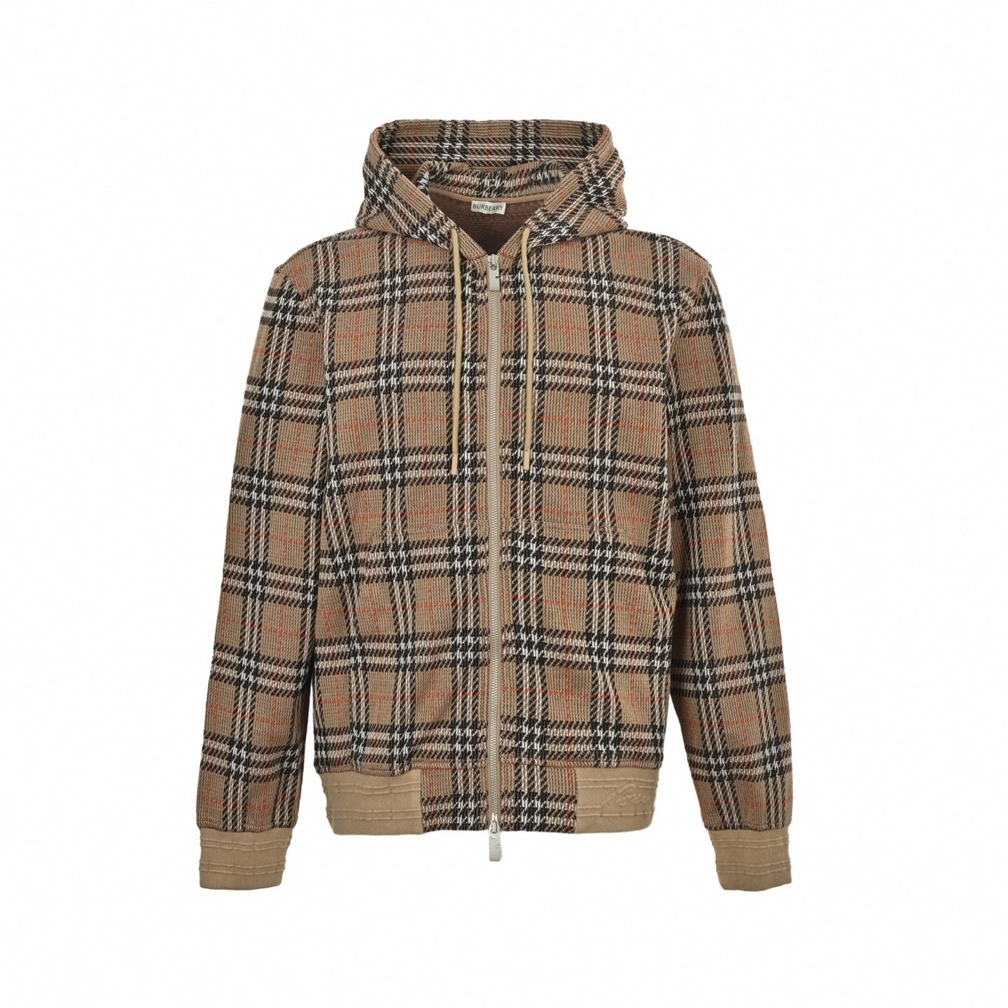 Vintage Check Jacquard Cotton Zip Hoodie | Archive Beige