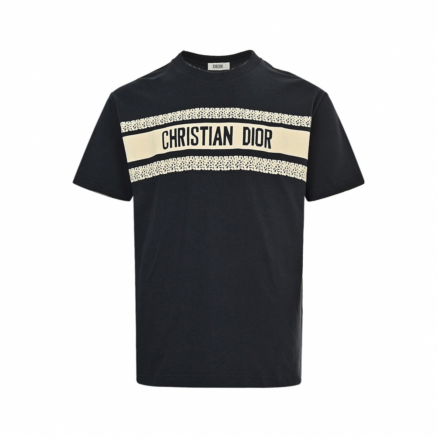 Logo Stripe Cotton Tee | Black