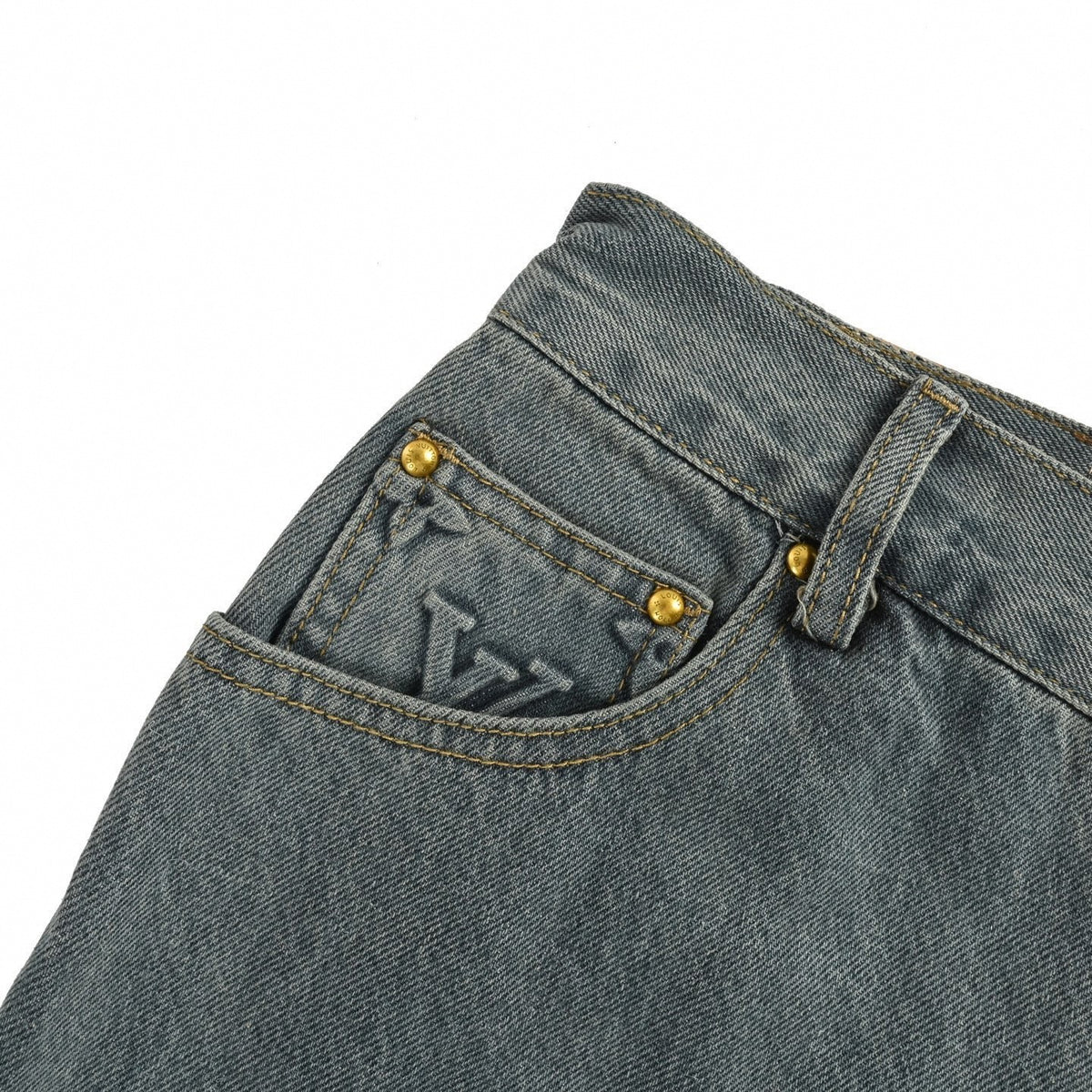 Monogram Embossed Double-Knee Carpenter Jeans