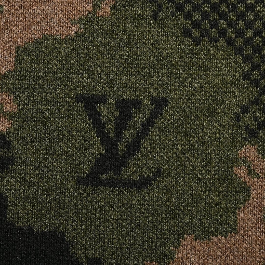 Monogram Camouflage Knit Bomber | Green & Orange