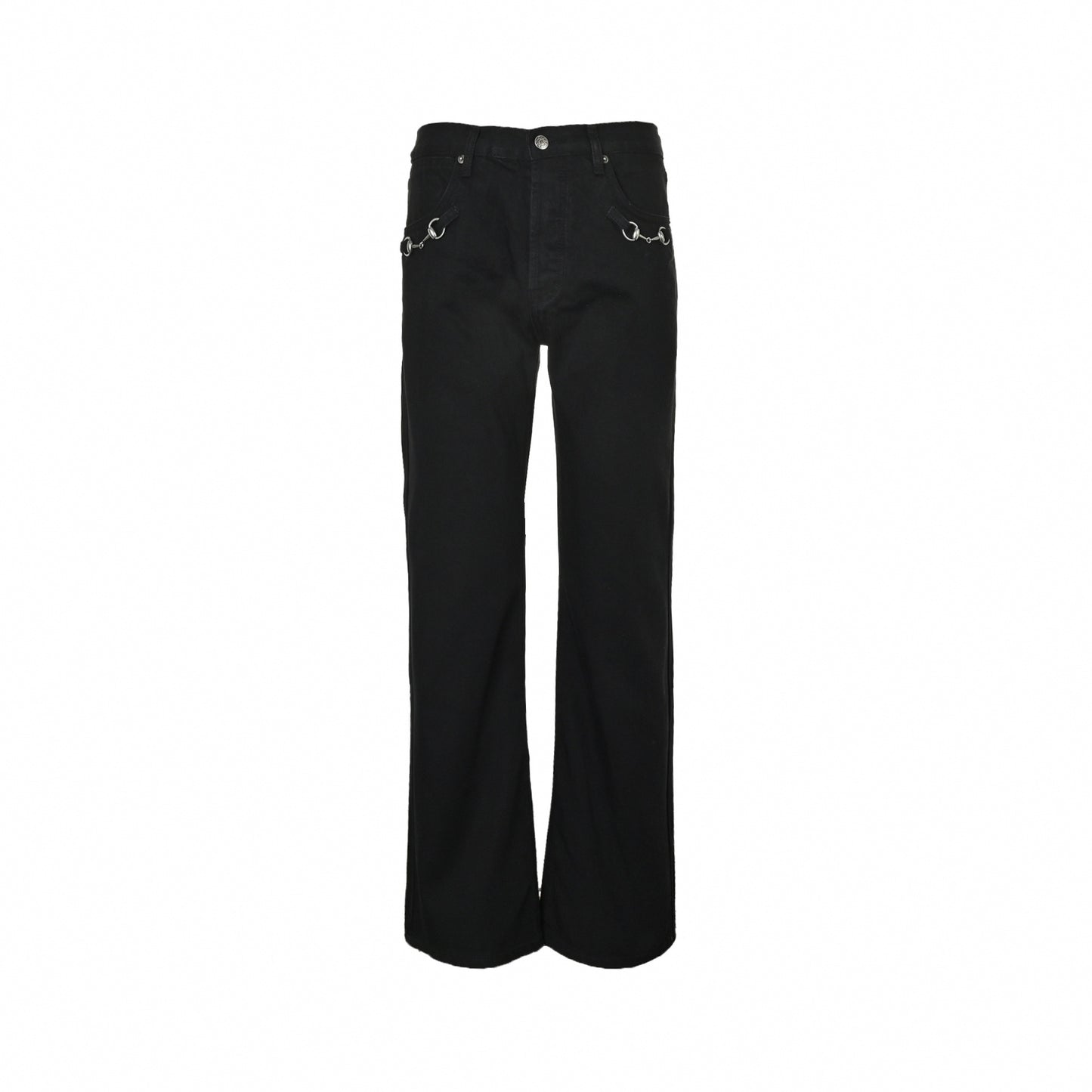 Horsebit Detail Jeans - Black