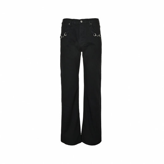 Horsebit Detail Jeans - Black