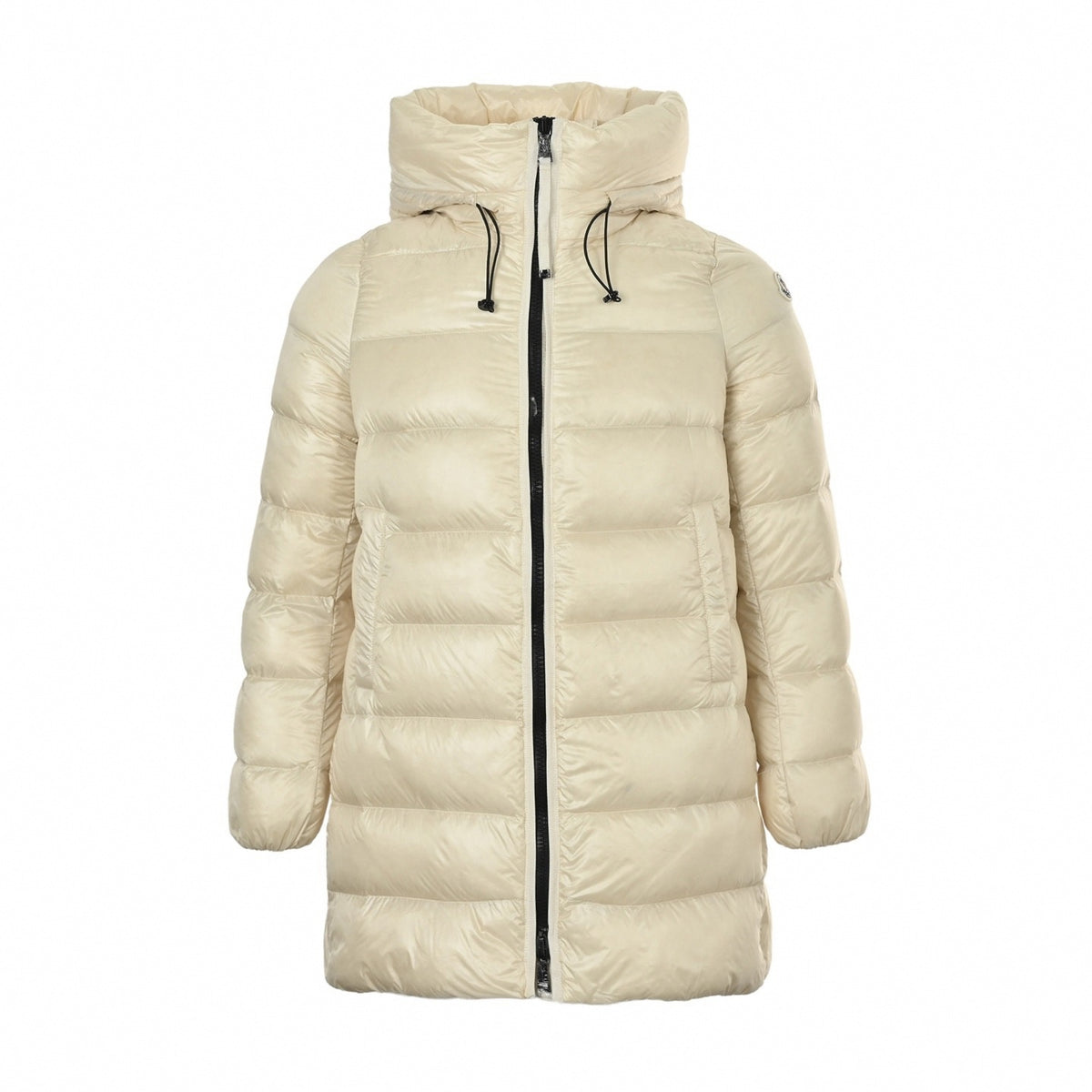 Suyenne Longue Saison Mid-Length Down Coat in Cream Beige