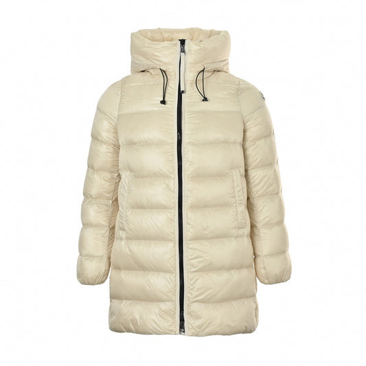 Suyenne Longue Saison Mid-Length Down Coat in Cream Beige