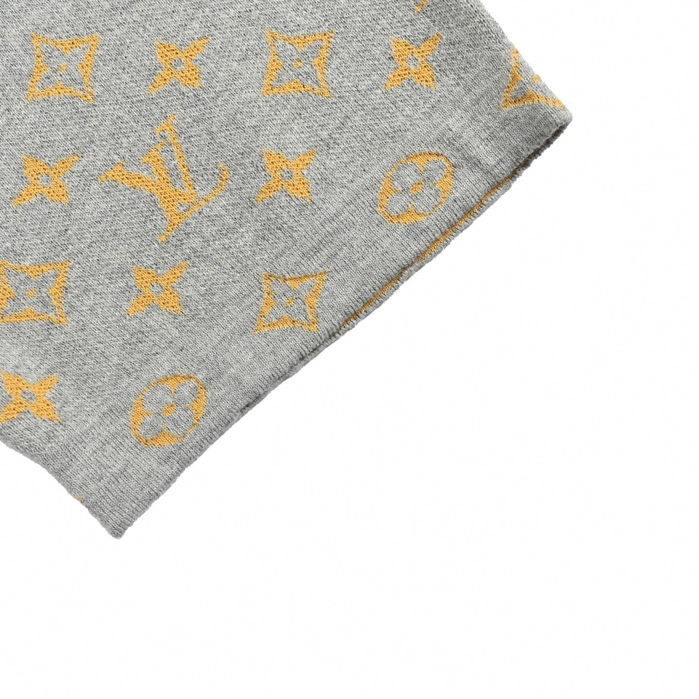 Monogram Jacquard Knit T-Shirt | Grey & Mustard