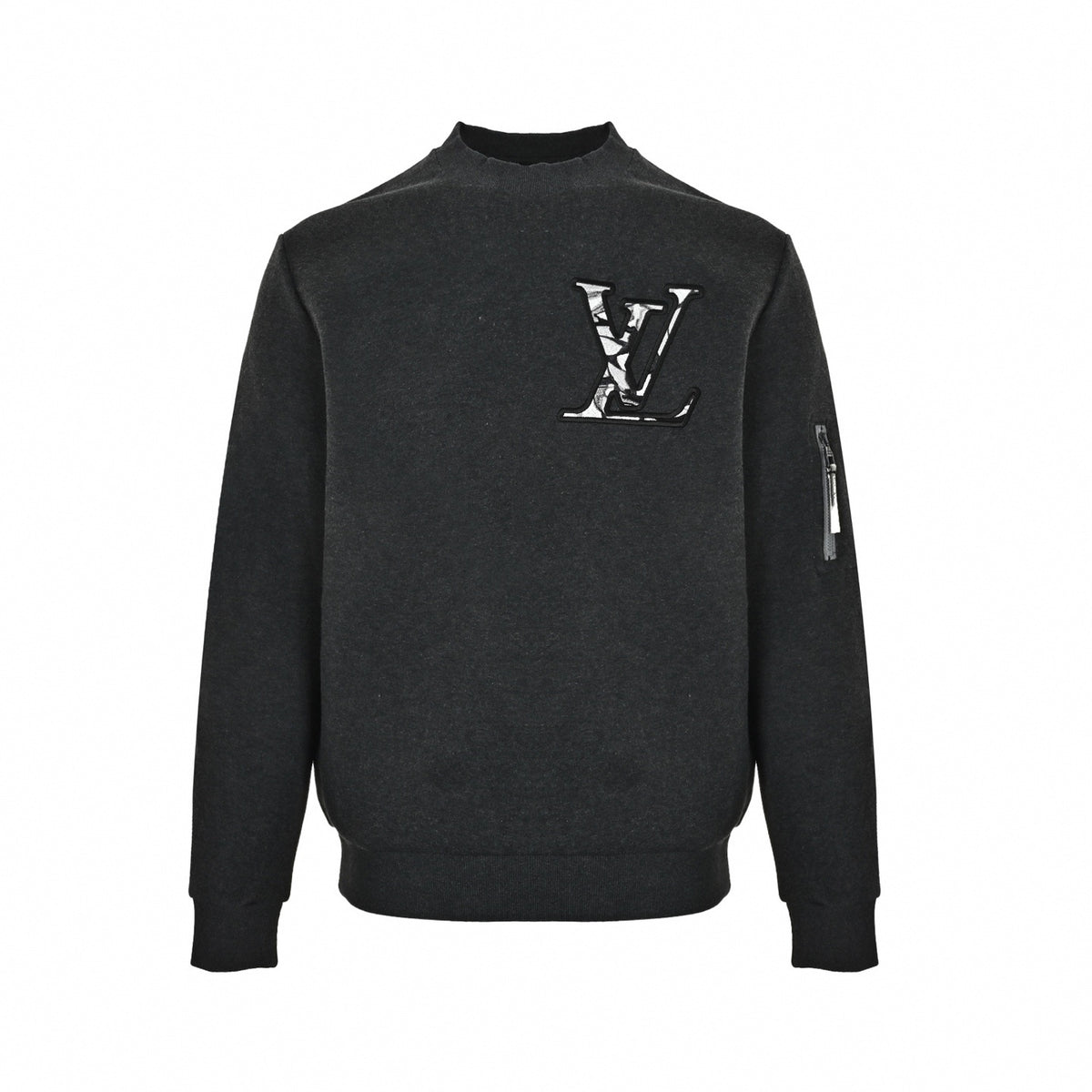 Abstract Camouflage Appliqué Sweatshirt - Charcoal Grey