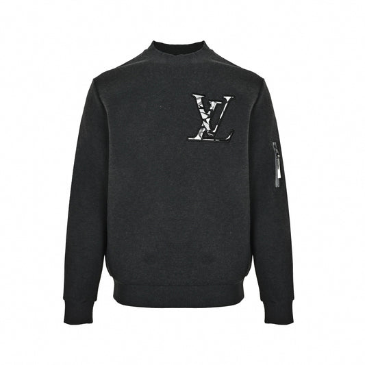Abstract Camouflage Appliqué Sweatshirt - Charcoal Grey