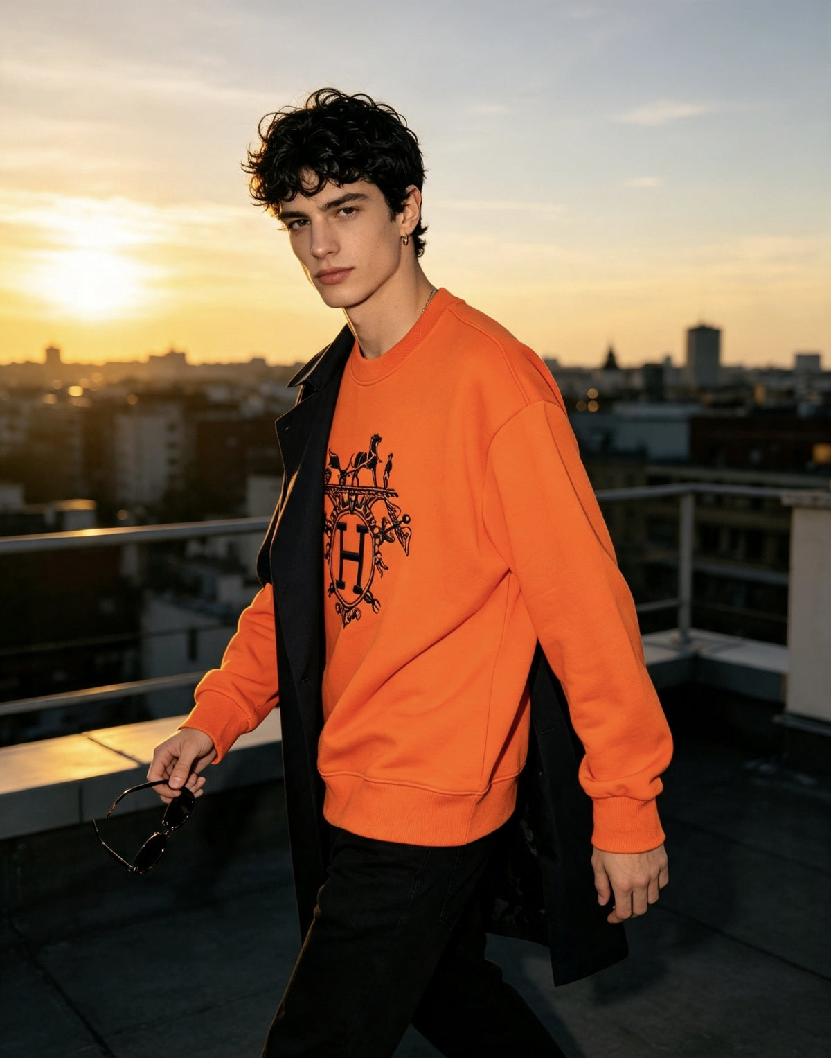 Signature Orange Ex-Libris Graphic Crewneck - Orange