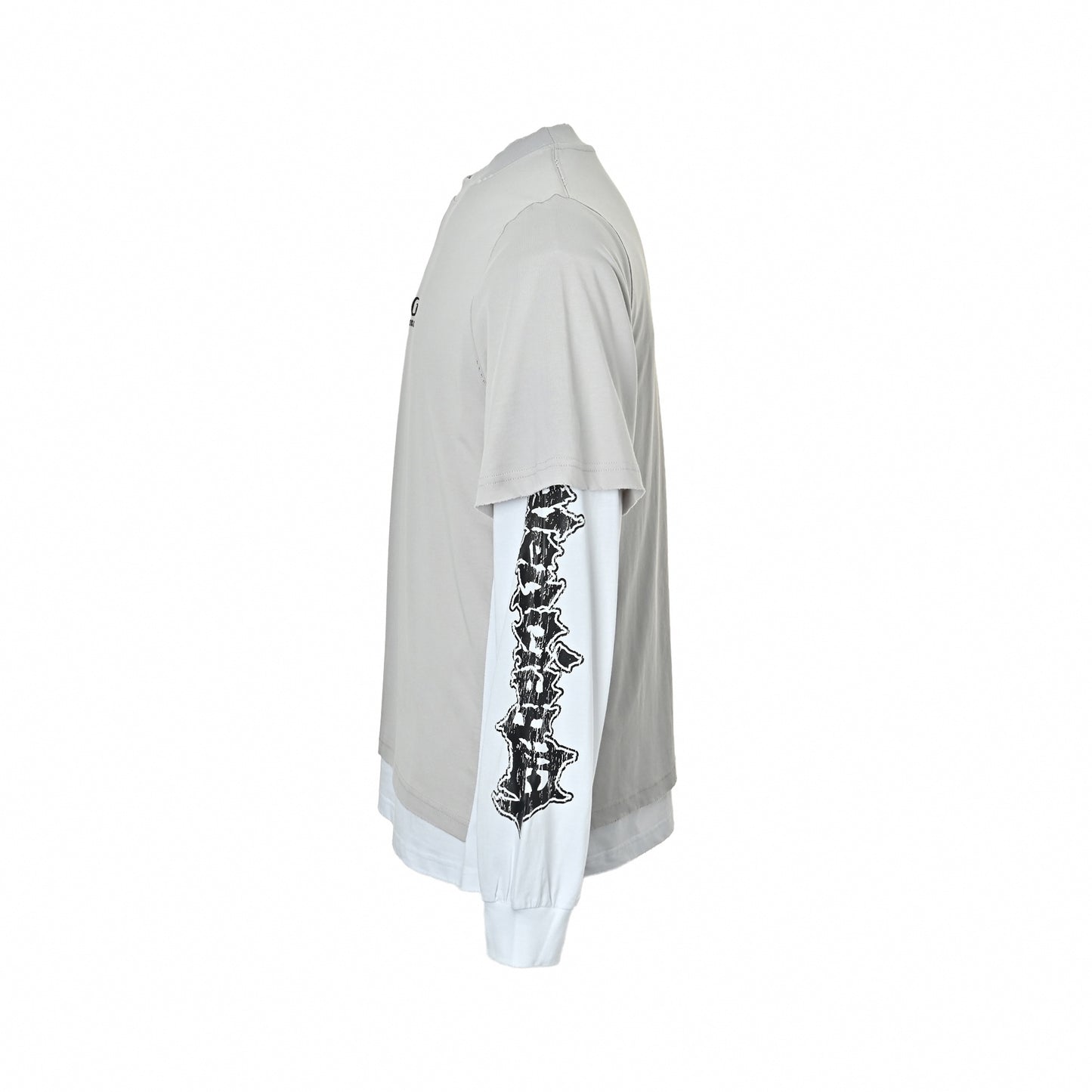 Layered Skater T-Shirt - Grey/White