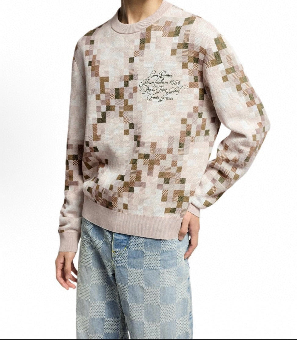 Digital Damier Heritage Script Knit