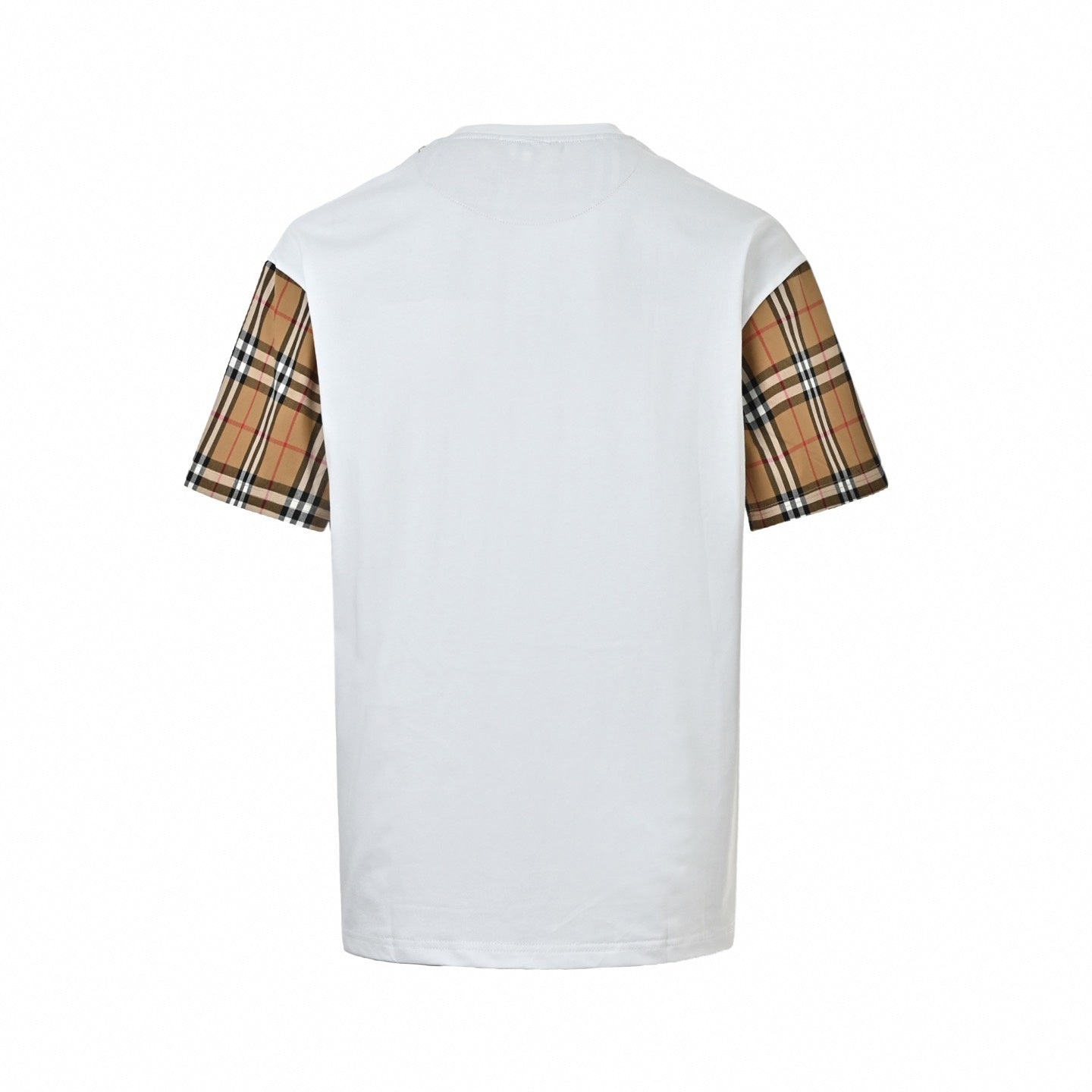 Contrast Plaid Sleeve Tee - White