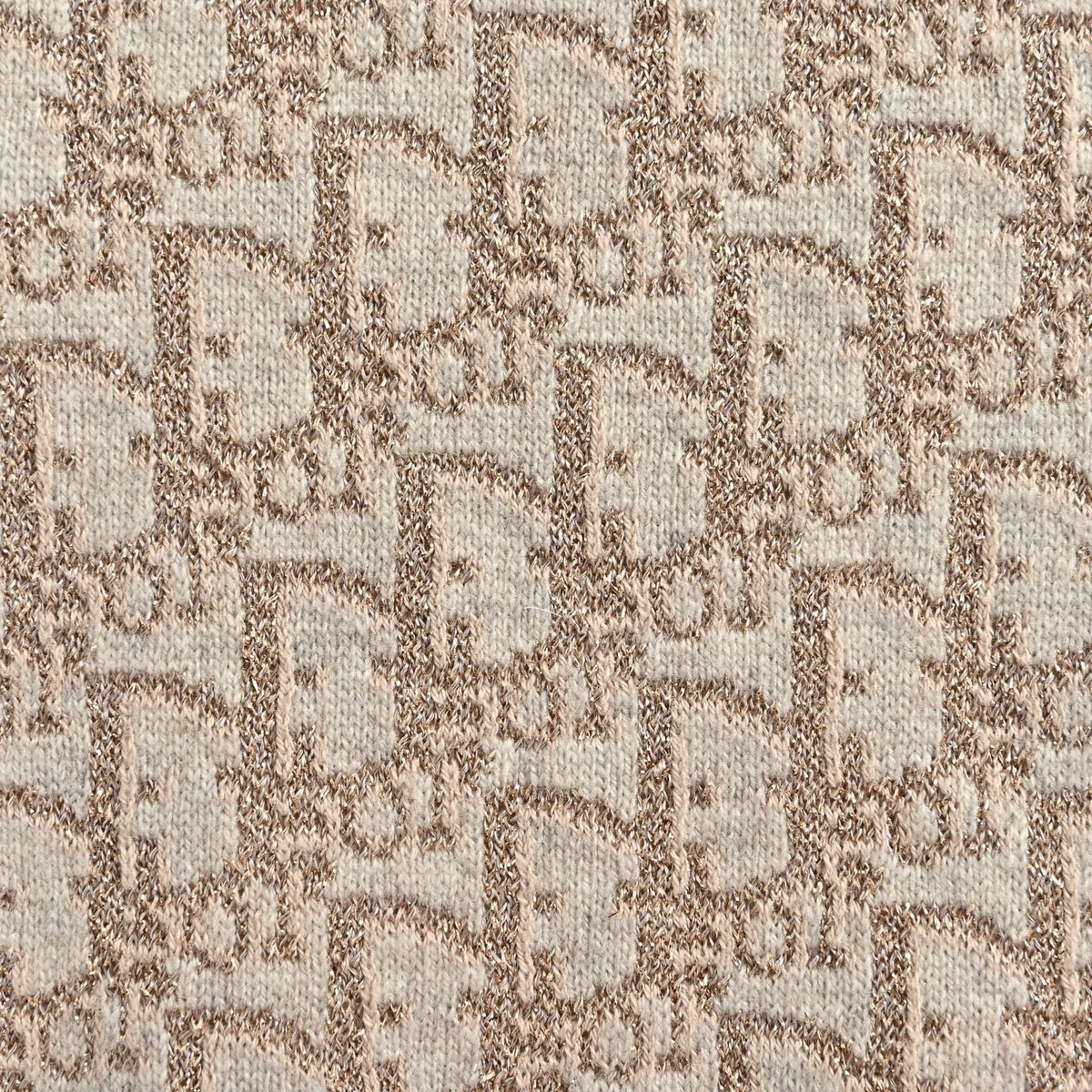 Reversible Oblique Lurex Jacquard Full-Zip Knit Hoodie in Beige & Metallic Bronze