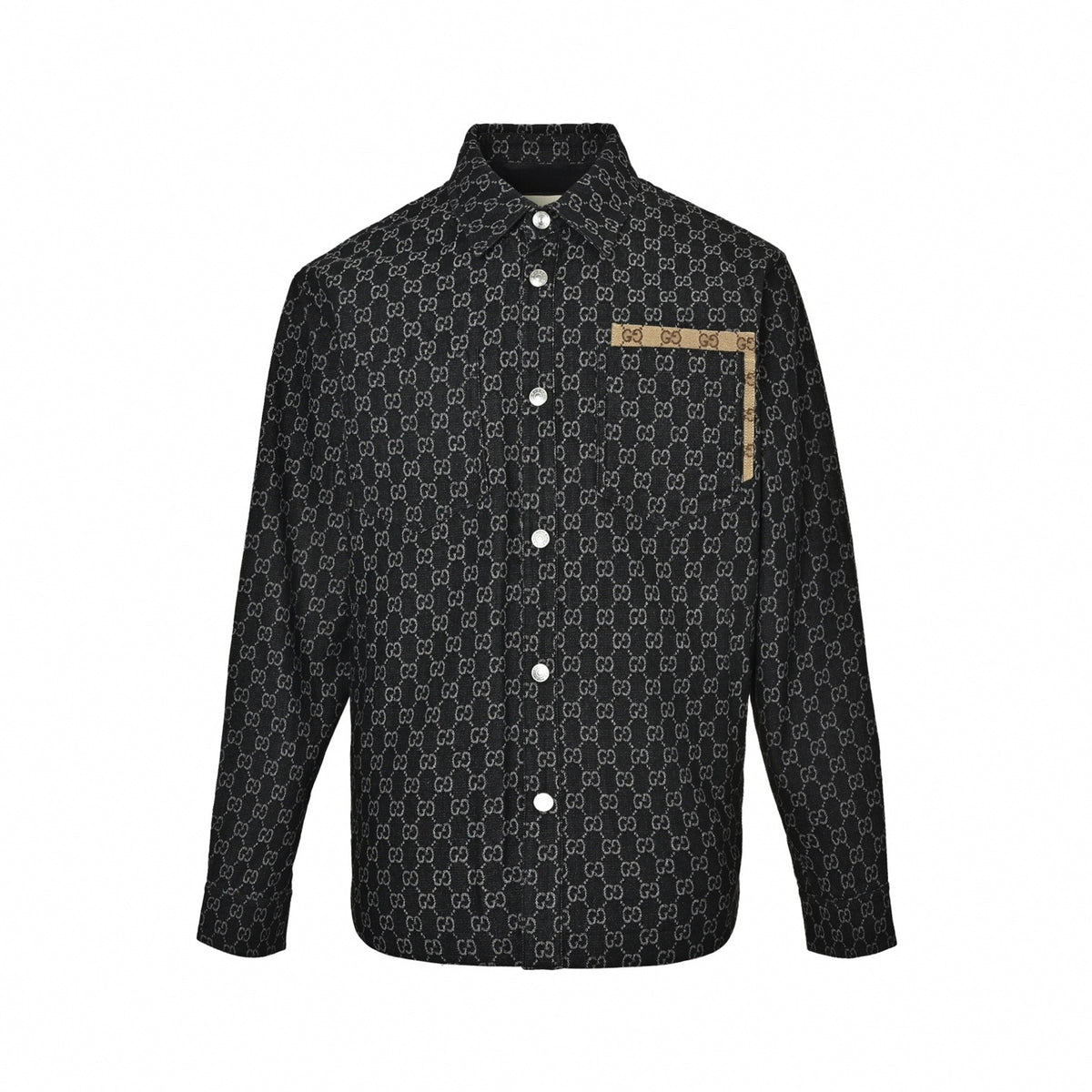 Black GG Jacquard Canvas Overshirt
