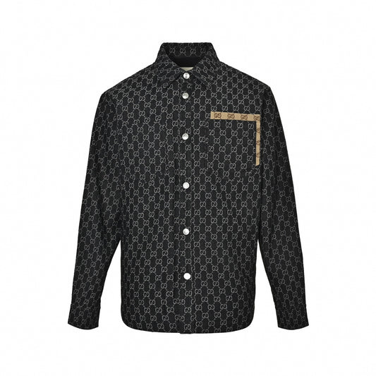 Black GG Jacquard Canvas Overshirt