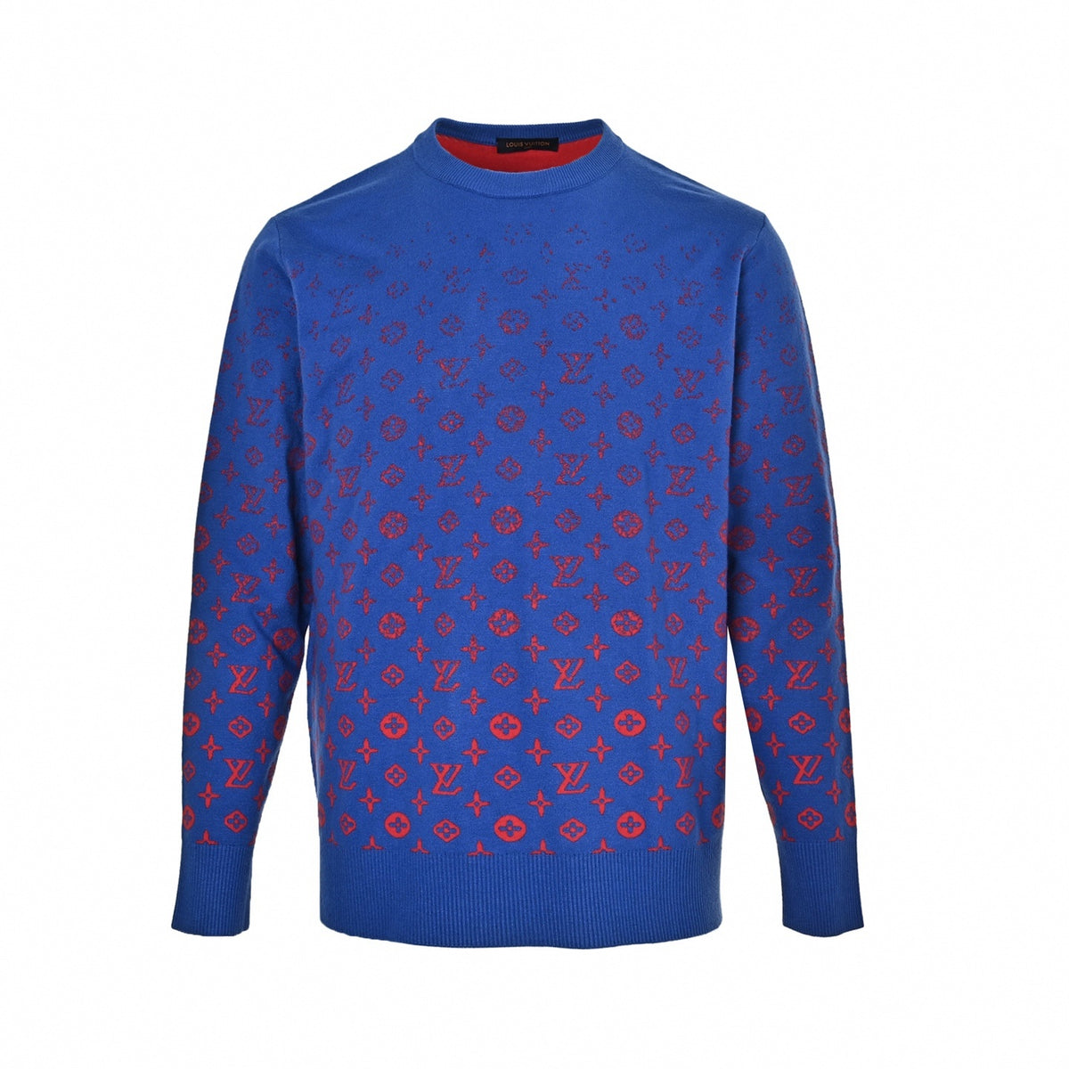 Gradient Monogram Jacquard Crewneck - Royal Blue