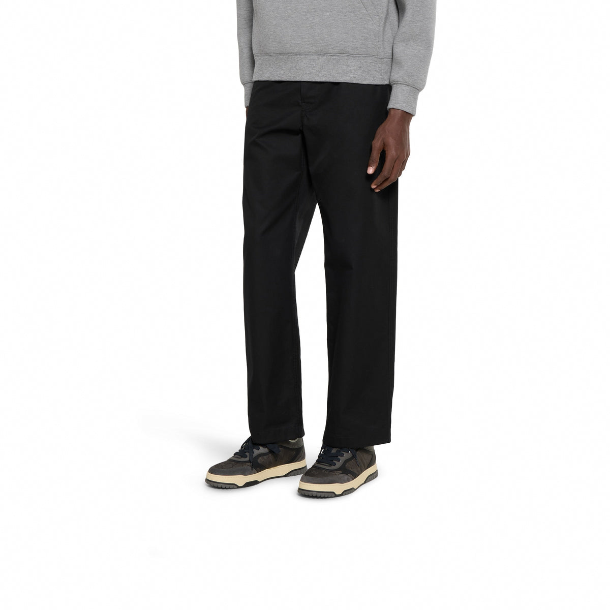 GG Jacquard & Suede Low-Top Sneakers in Charcoal Grey & Beige