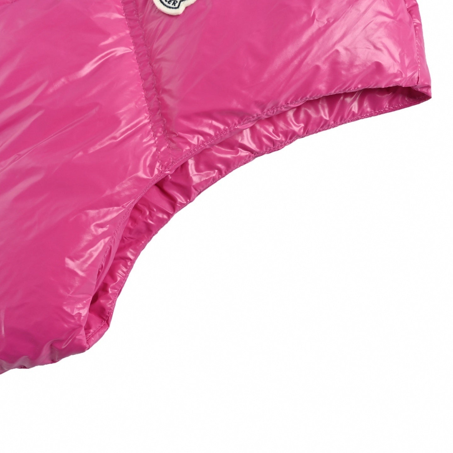 Logo-Patch Hooded Puffer Vest | Pink