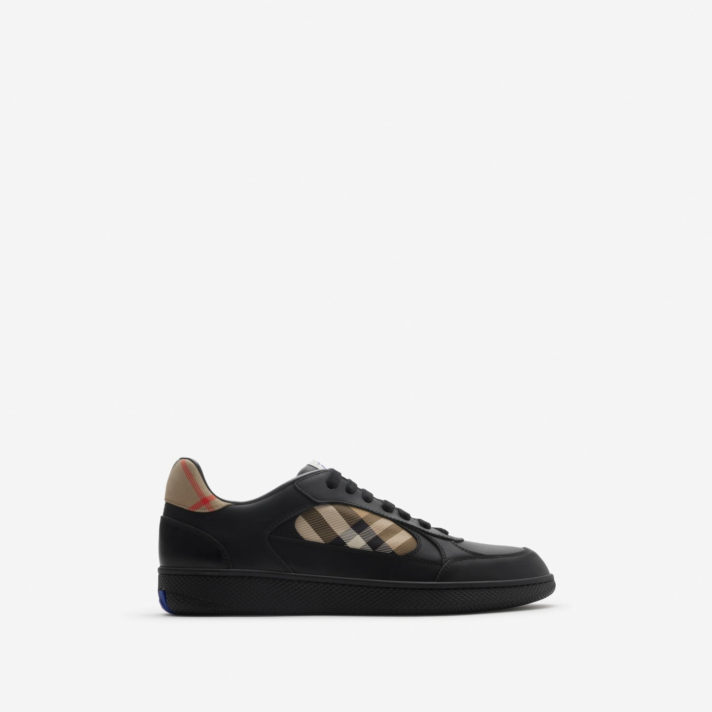 Check Panel Leather Low-Top Sneakers
