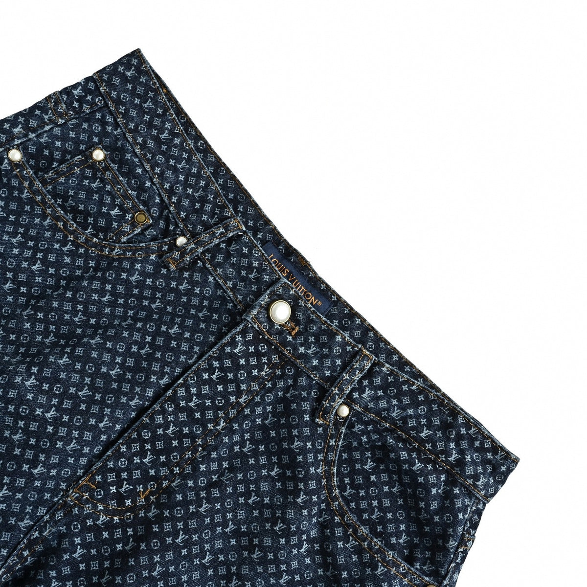 Micro Monogram Wide-Leg Denim Jeans