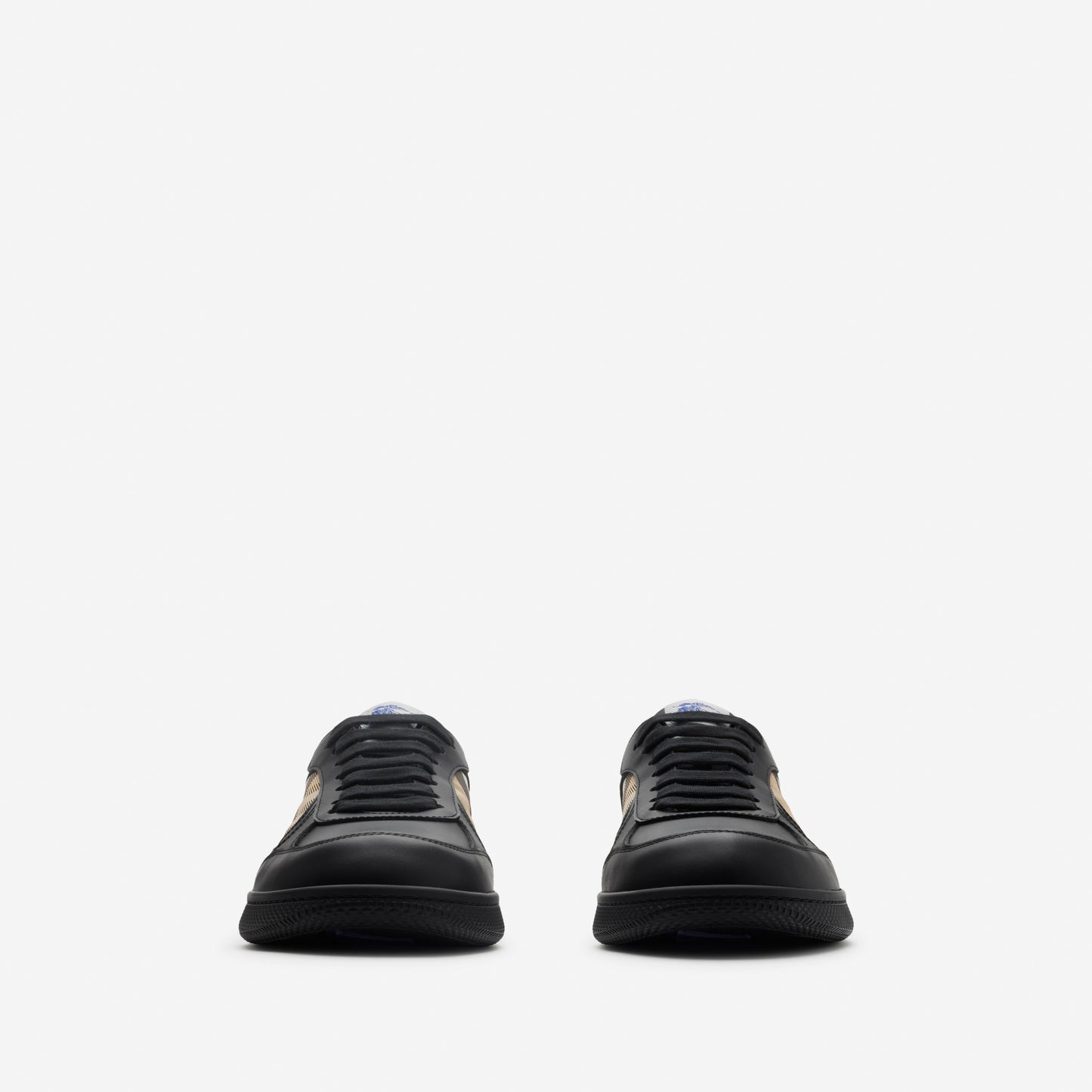 Check Panel Leather Low-Top Sneakers