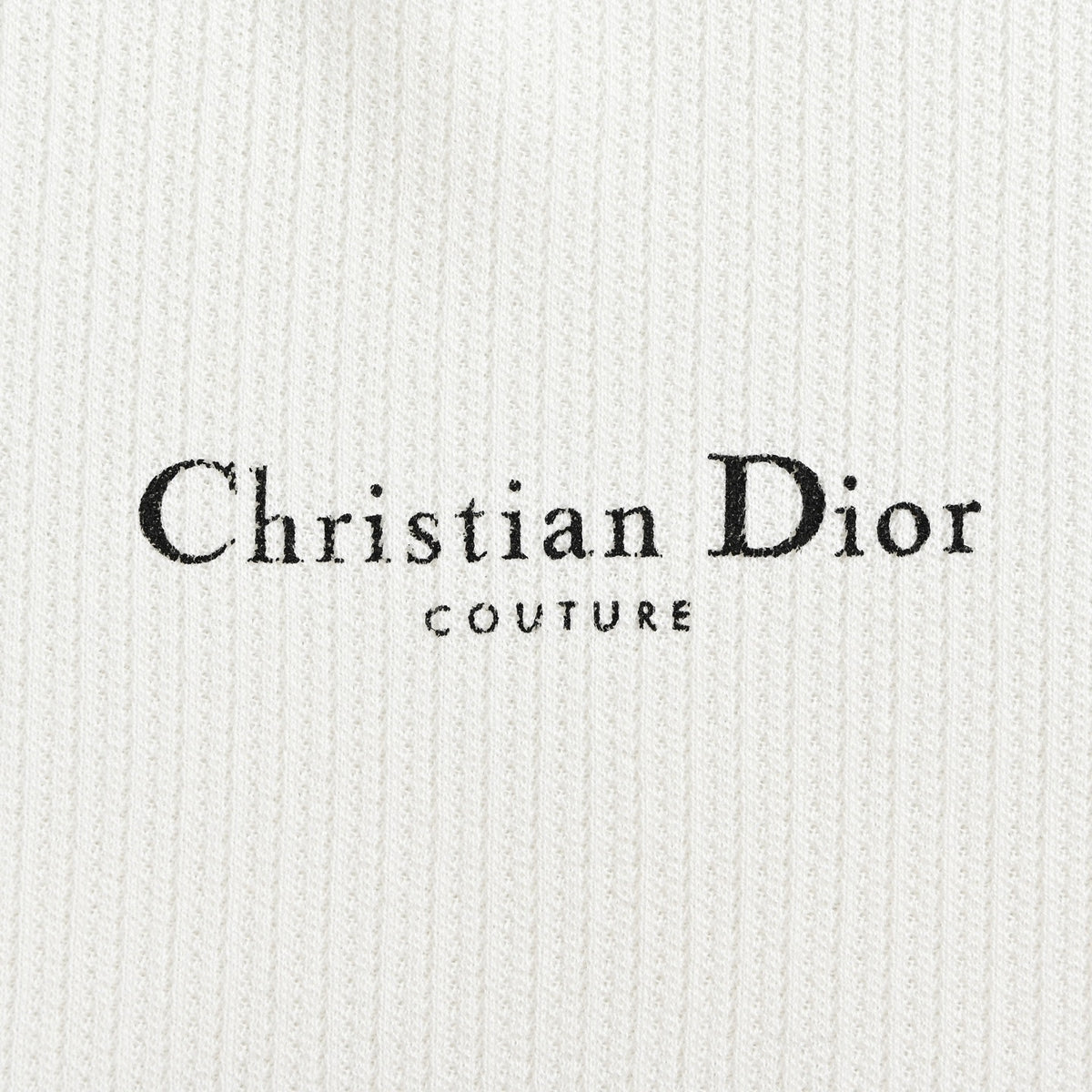 White Ribbed Dior Couture Pullover