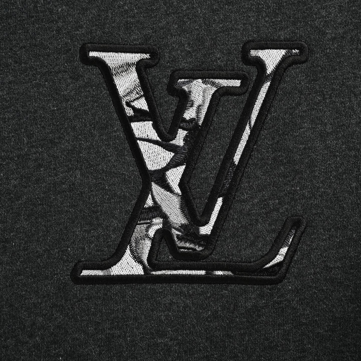 Abstract Camouflage Appliqué Sweatshirt - Charcoal Grey
