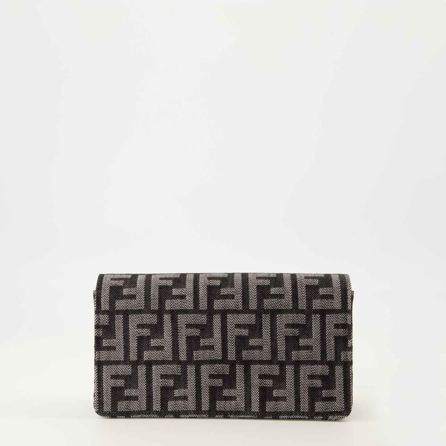 Gray FF Denim Chain Baguette Wallet