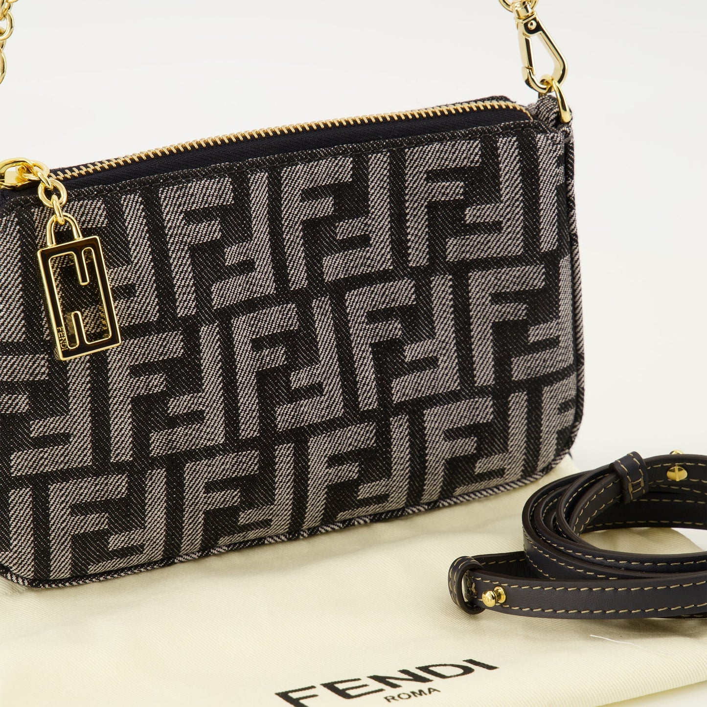 FF Denim Baguette Clutch