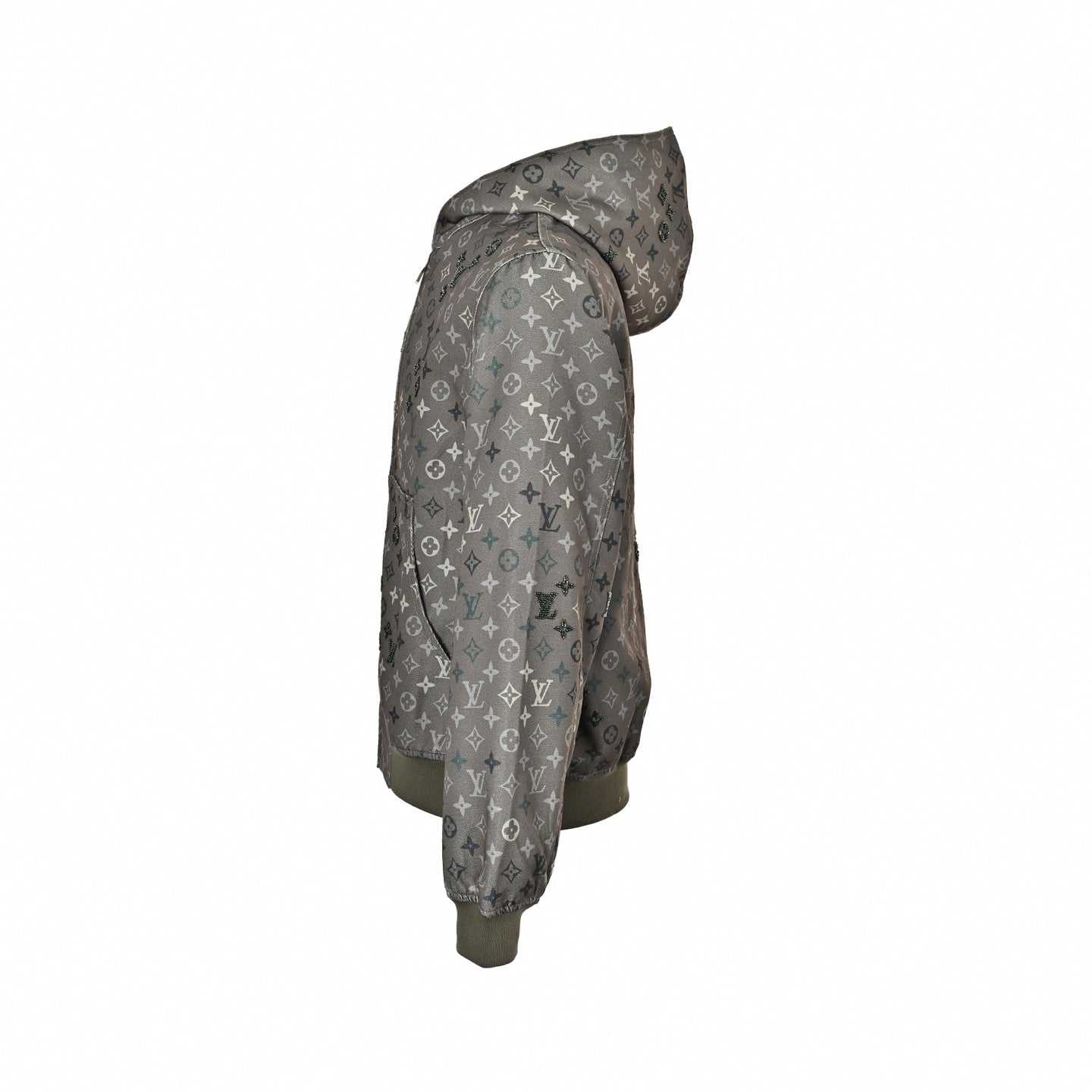 Beaded Monogram Canvas Hooded Jacket - Taupe/Grey