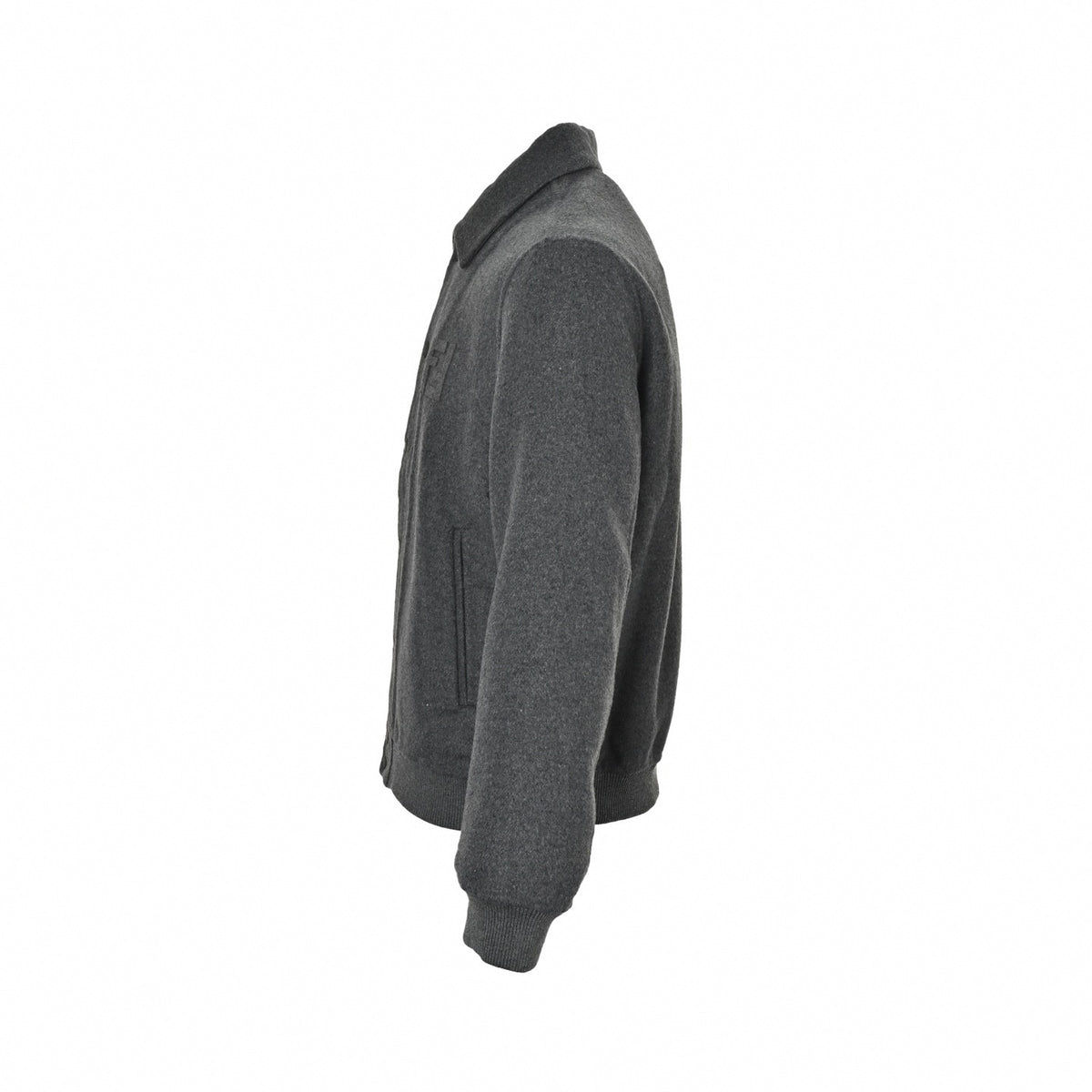 FF Embossed Felted Wool Blouson Jacket in Dark Charcoal Grey