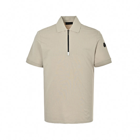 Zip-Neck Polo Shirt - Beige