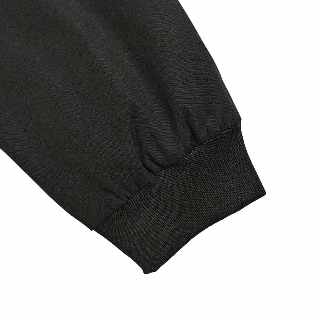 Studded Back Logo Nylon Bomber Jacket | Black