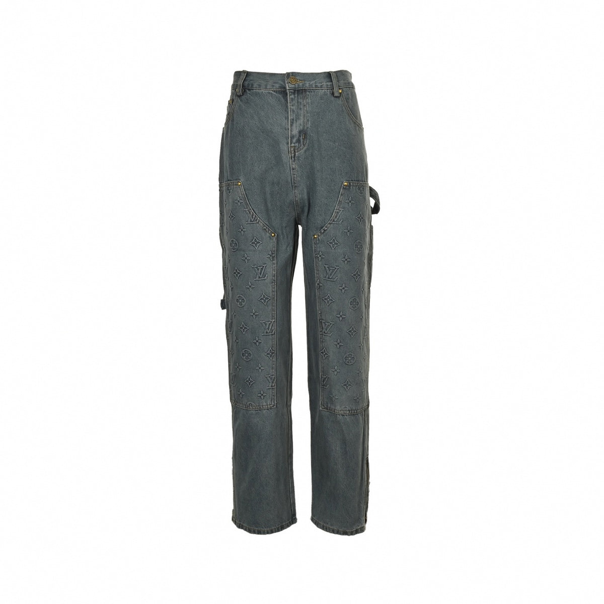 Monogram Embossed Double-Knee Carpenter Jeans