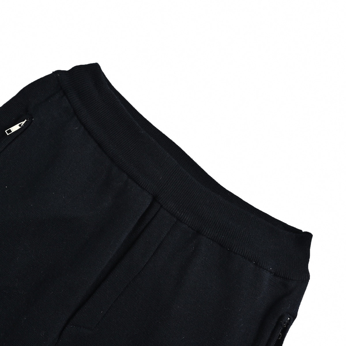 Cursive Embroidered Knit Wool Track Trousers in Midnight Navy