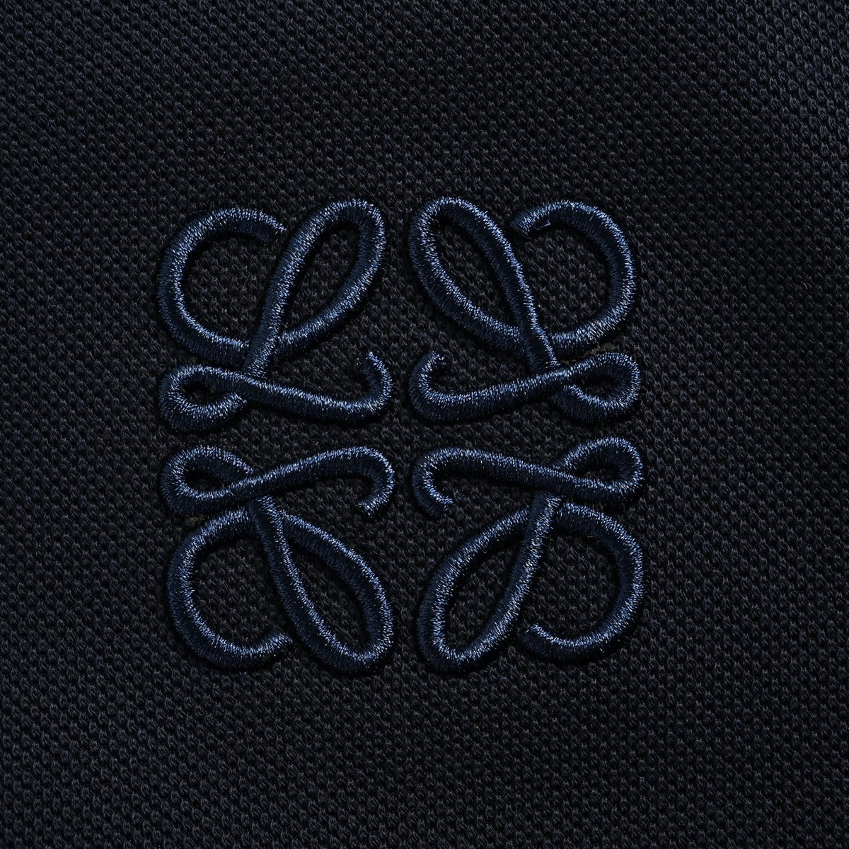 Anagram Embroidered Long-Sleeve Cotton Polo Shirt in Dark Navy