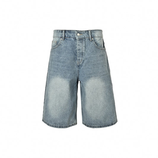 Oversized Distressed Denim Shorts | Light Blue Wash